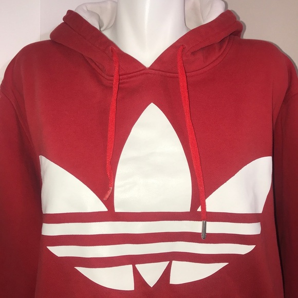 Adidas Red and White Logo Sportswear Casual Hoodie - Picture 4 of 10